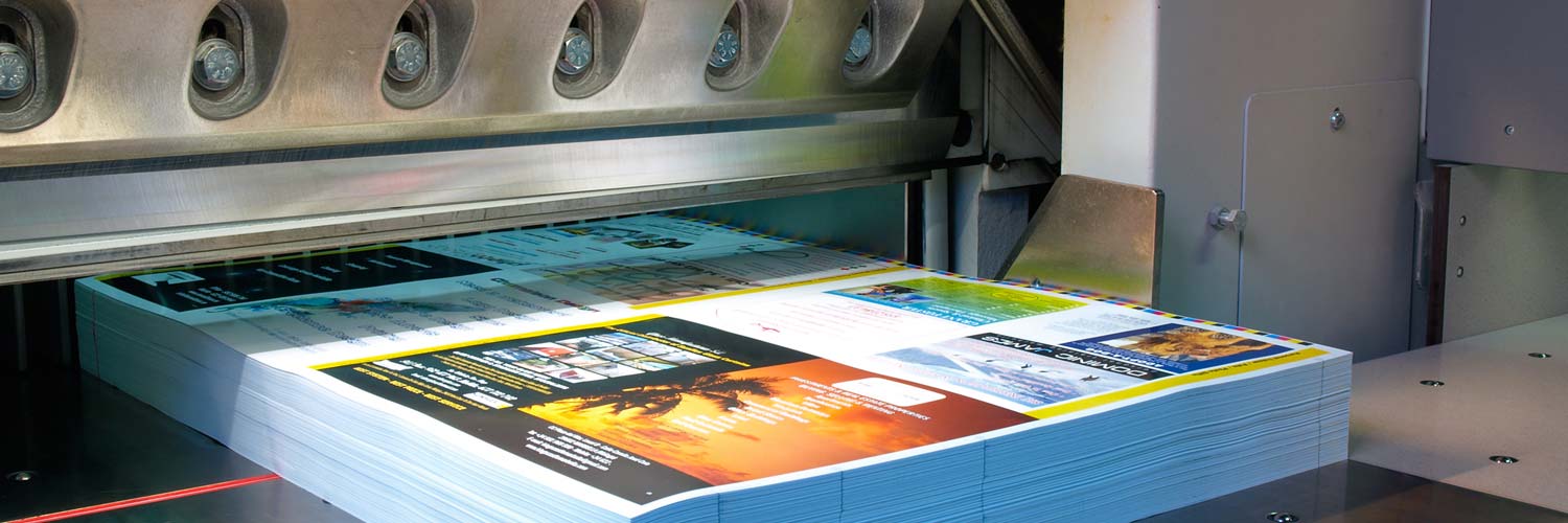 Color printed brochures coming out of digital printer